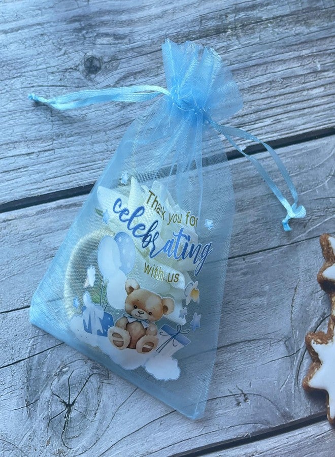 LXKBD 50PCS Organza Bags for Baby Shower Party Favor,4x6 Inch Small Blue Sheer Drawstring Mesh Pouch for Boy Birthday Gift Bag - Image 3